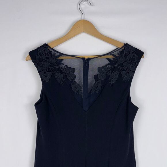 Adrian Mattox Womens Mesh Lace Mermaid Midi Dress Dress Size 10 Ink Navy - Picture 9 of 16